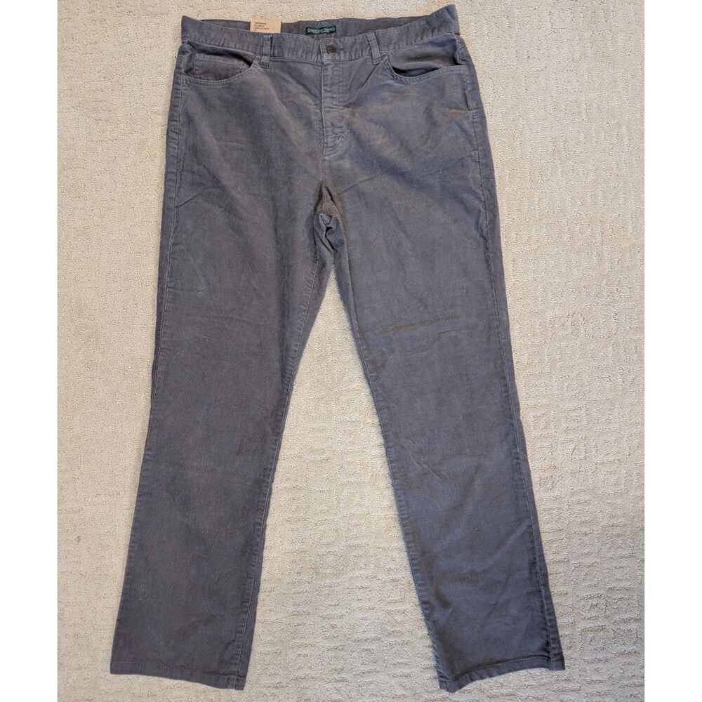 NWT Lauren Ralph Lauren Jeans Co Corduroy Pants Women 14 Grey Classic Straight